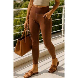 Ododos XL Ribbed Leggings Pants Activewear Athleisure Rust Yoga Waistband